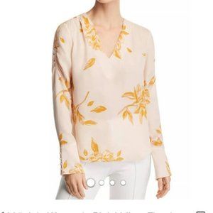 Joie Gavin Silk Floral Blush V Neck Blouse